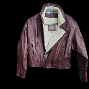 Wilsons Leather Brown and Cream Bomber Jacket with Timeless Appeal